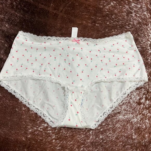 SKIMS Lightweight Cotton Lace Trim Boyshort Snow Ditzy Rose Print Large NWT - Picture 2 of 9